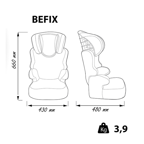 Siège auto rehausseur enfant avec dossier befix, groupe 2/3 (15