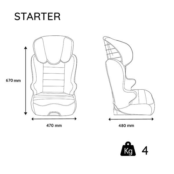 Siège auto rehausseur enfant STARTER ISOFIX groupe 2/3 (15-36kg