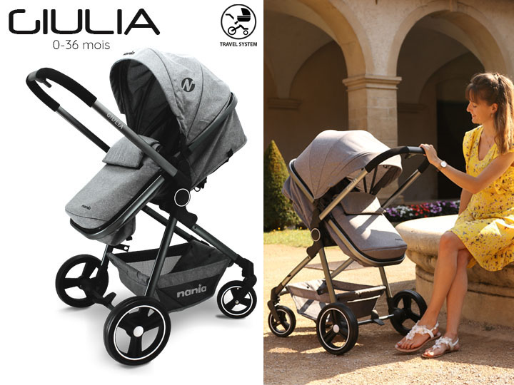 NANIA Poussette ultra compacte Orla - 0-36 mois - Jusqu'à 15kg