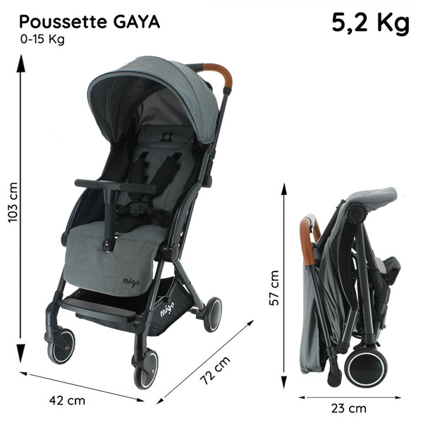 POUSSETTE DOUBLE GAYA - GRIS - de la naissance à 3 ans - LILO BEBE NC